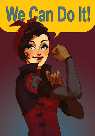 Illustration for article titled Scifi and fantasy ladies pose as Rosie the Riveter for Labor Day